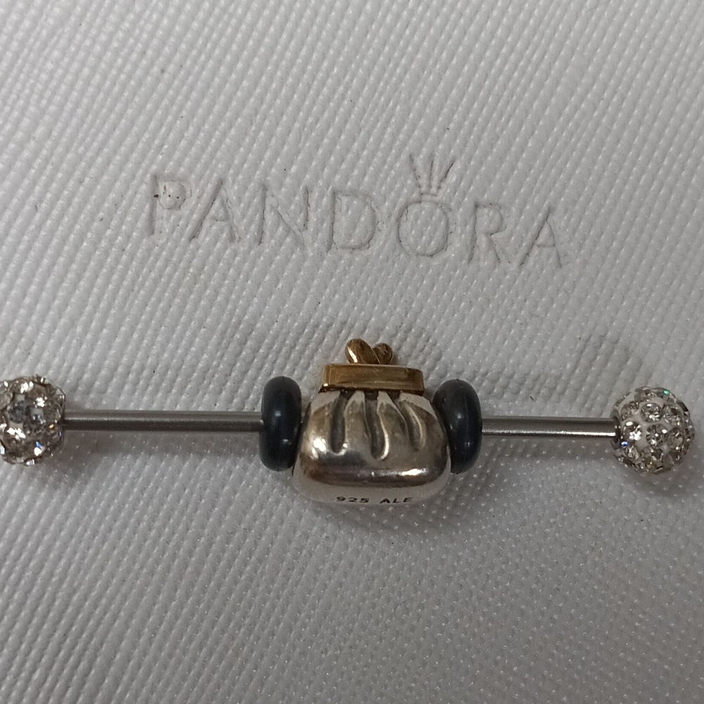 PandoraSilver 14k Vintage Silver Clutch Purse Two Tone Charm